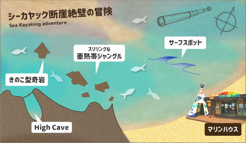 シーカヤック断崖絶壁の冒険